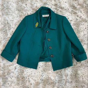 Tahari Green Quilted Blazer